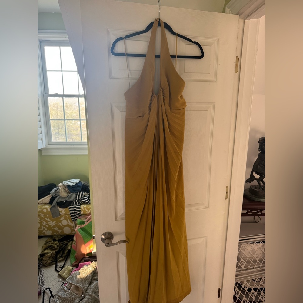 Anthropologie Mustard Backless Dress